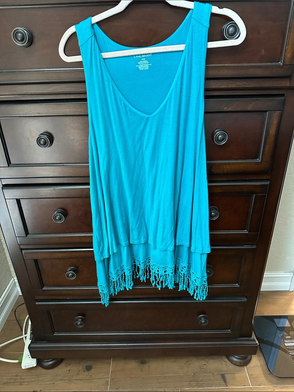 Lane Bryant Turquoise Fringe Swim Coverup